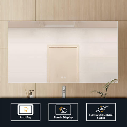 Lexora Vellum 60 in. W x 36 in. H LED Bathroom Vanity Mirror