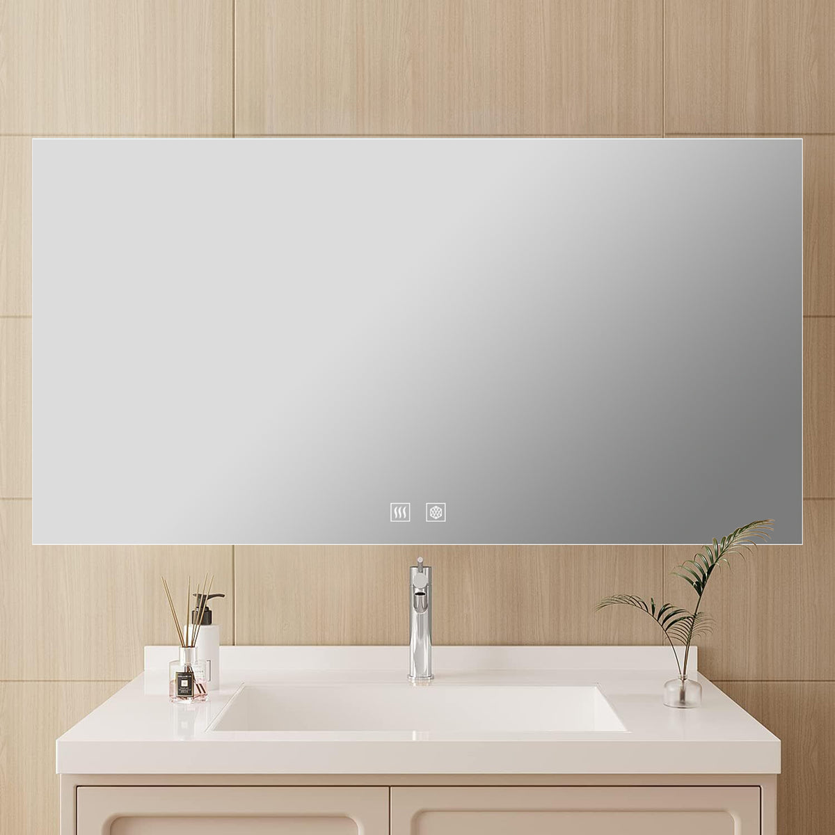 Lexora Vellum 72 in. W x 36 in. H LED Bathroom Vanity Mirror