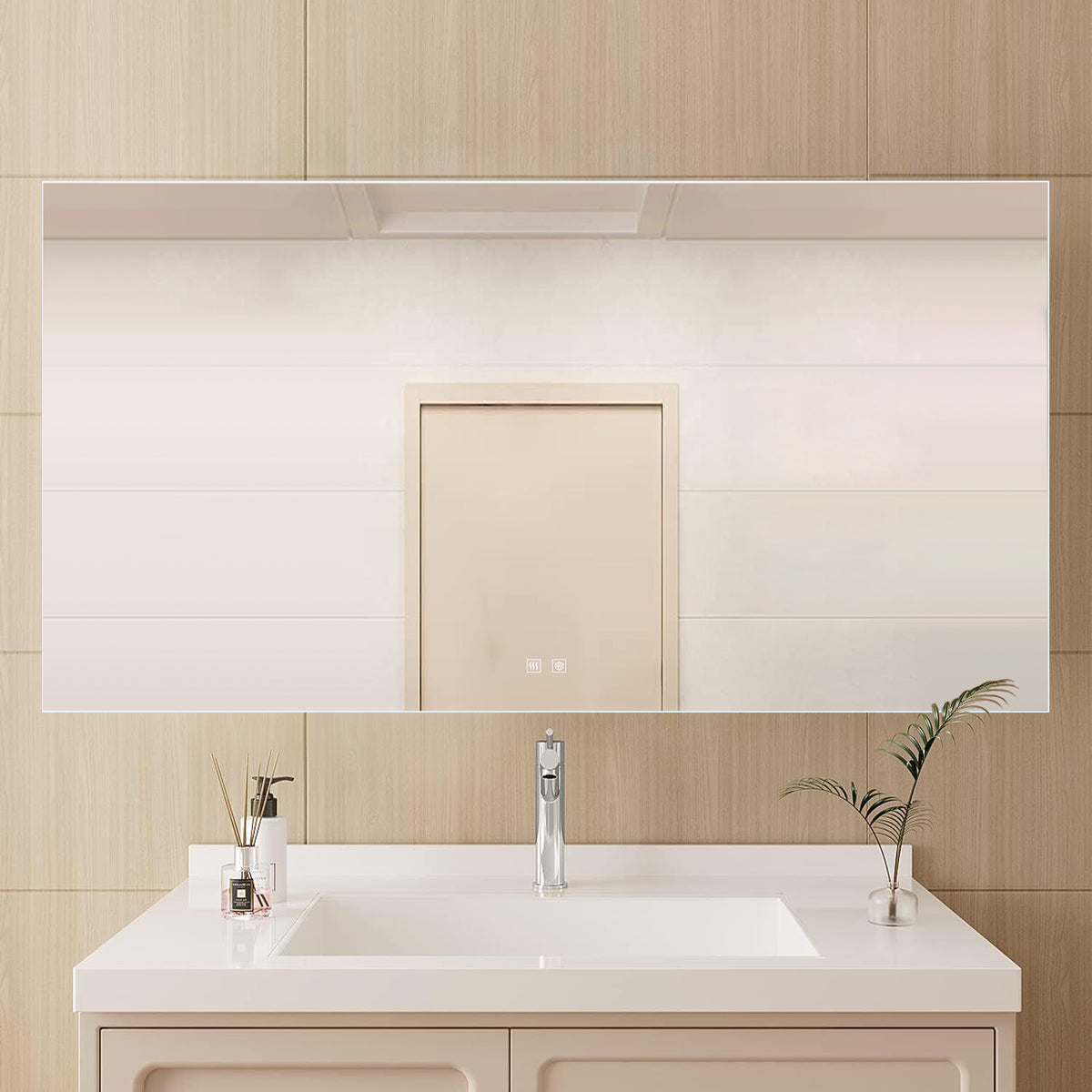 Lexora Vellum 72 in. W x 36 in. H LED Bathroom Vanity Mirror