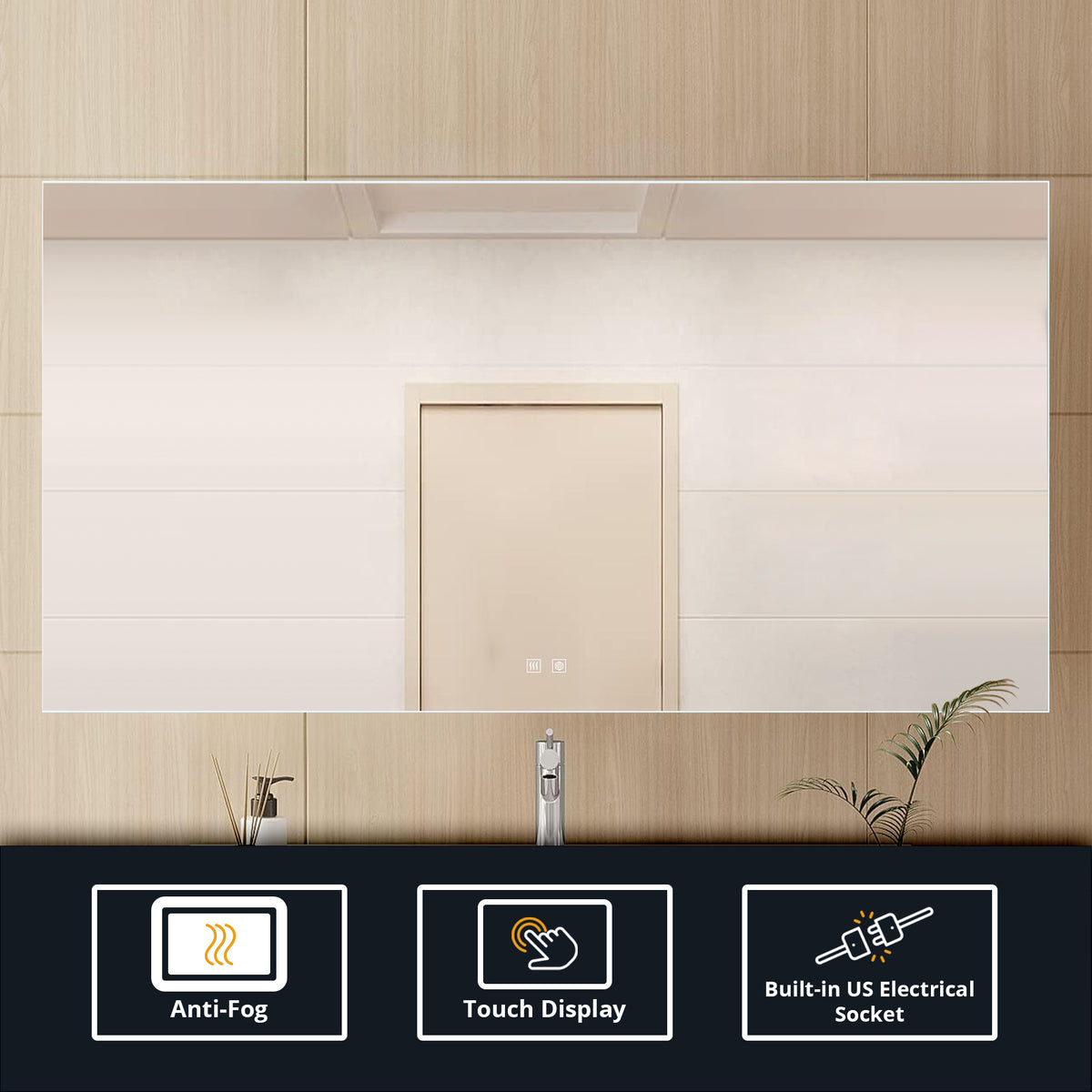 Lexora Vellum 72 in. W x 36 in. H LED Bathroom Vanity Mirror