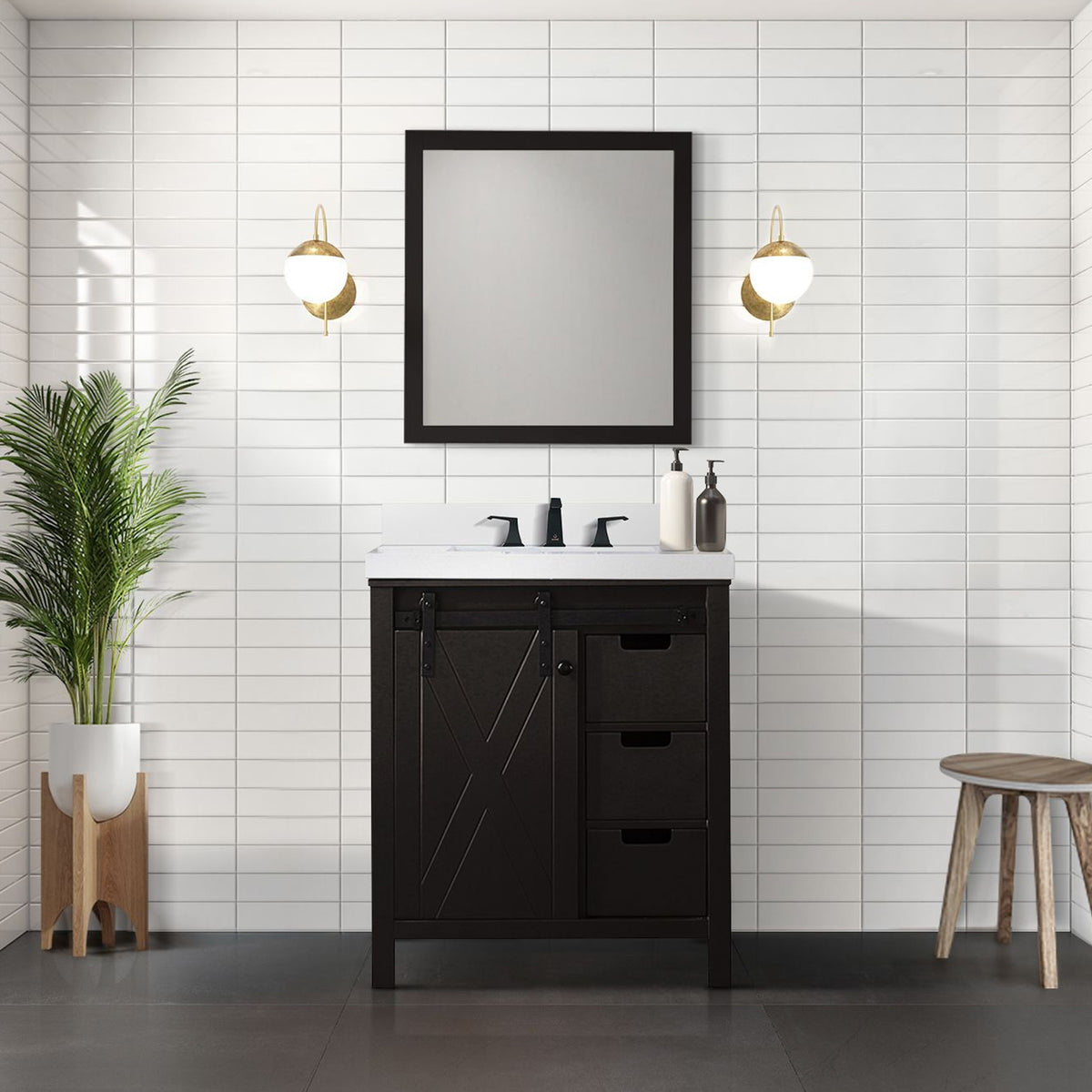 Lexora Marsyas 30 in. Brown Single Sink Bath Vanity