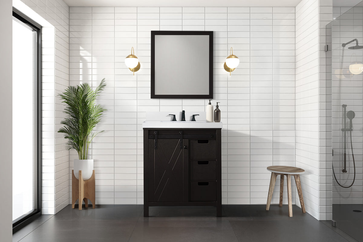 Lexora Marsyas 30 in. Brown Single Sink Bath Vanity