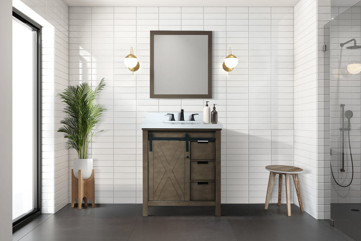 Lexora Marsyas 30 in. Rustic Brown Single Sink Bath Vanity