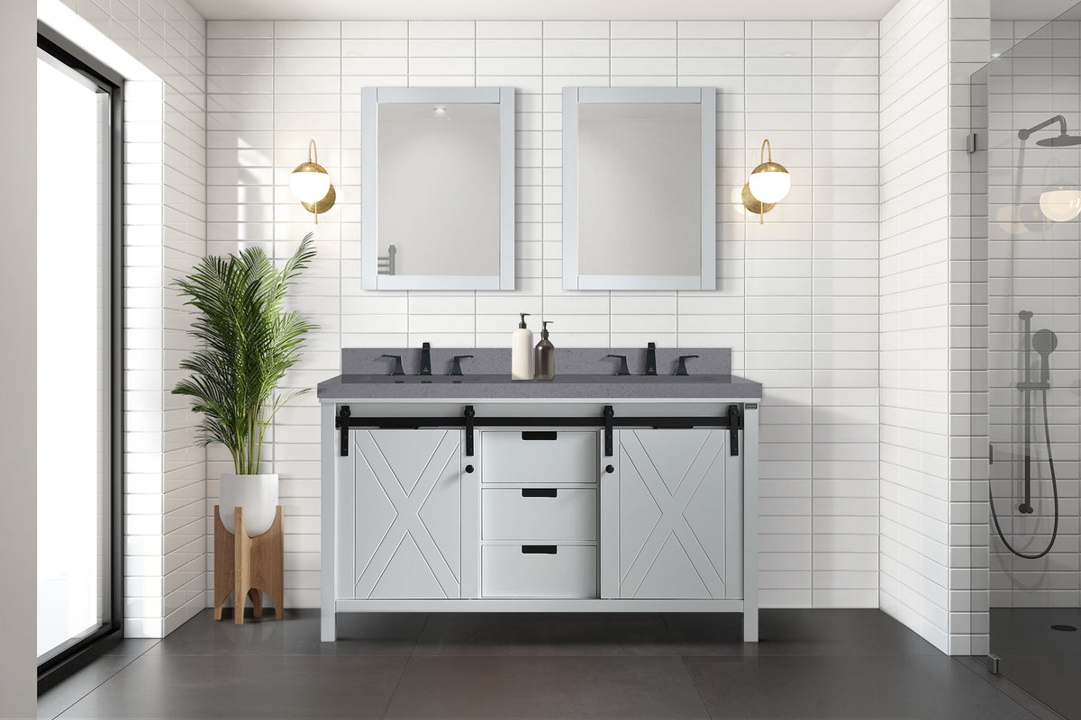 Lexora Marsyas 60 in. White Double Sink Bath Vanity