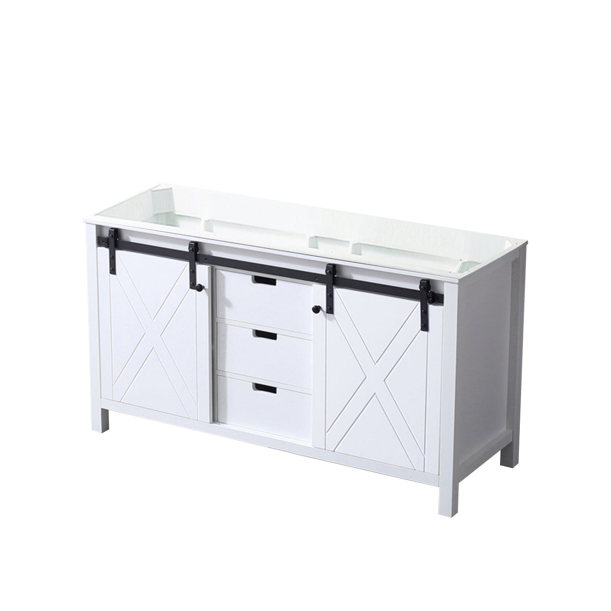 Lexora Marsyas 60 in. White Double Sink Bath Vanity