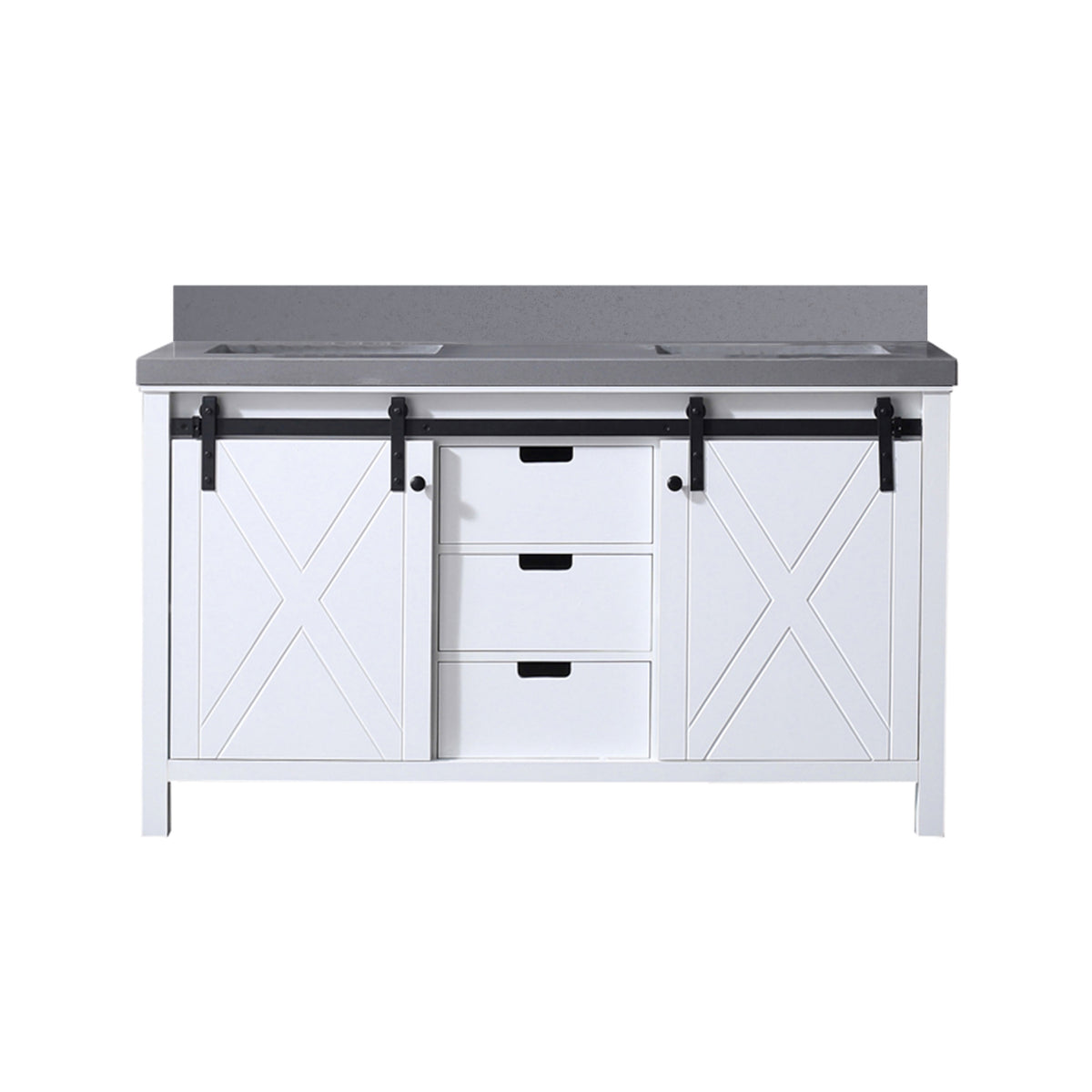 Lexora Marsyas 60 in. White Double Sink Bath Vanity