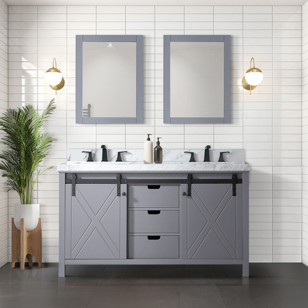 Lexora Marsyas 60 in. Dark Grey Double Sink Bath Vanity