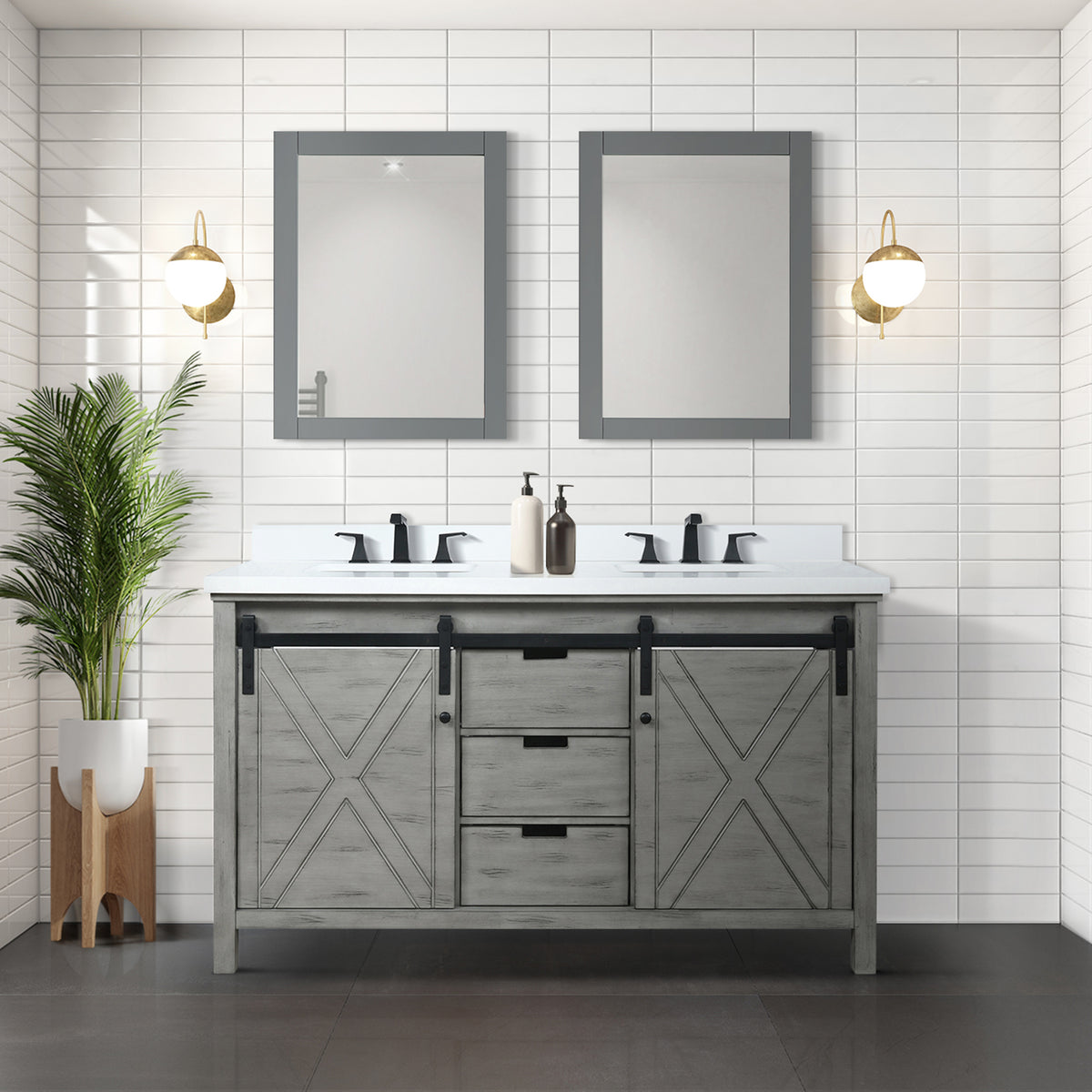 Lexora Marsyas 60 in. Ash Grey Double Sink Bath Vanity
