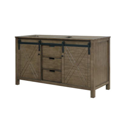 Lexora Marsyas 60 in. Rustic Brown Double Sink Bath Vanity