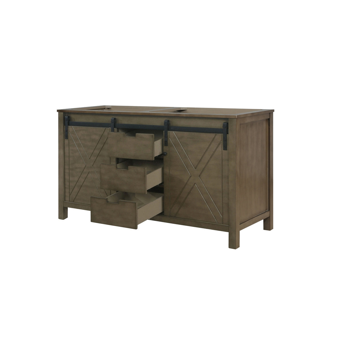 Lexora Marsyas 60 in. Rustic Brown Double Sink Bath Vanity