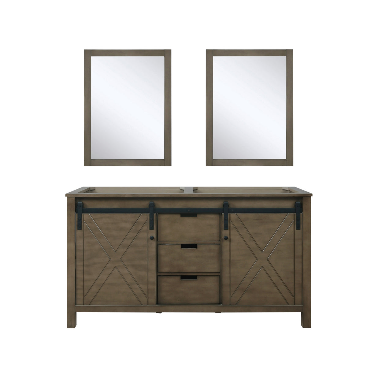 Lexora Marsyas 60 in. Rustic Brown Double Sink Bath Vanity