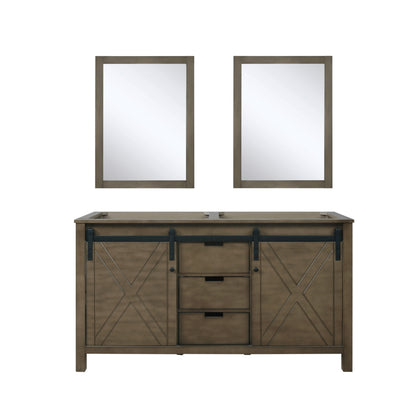 Lexora Marsyas 60 in. Rustic Brown Double Sink Bath Vanity