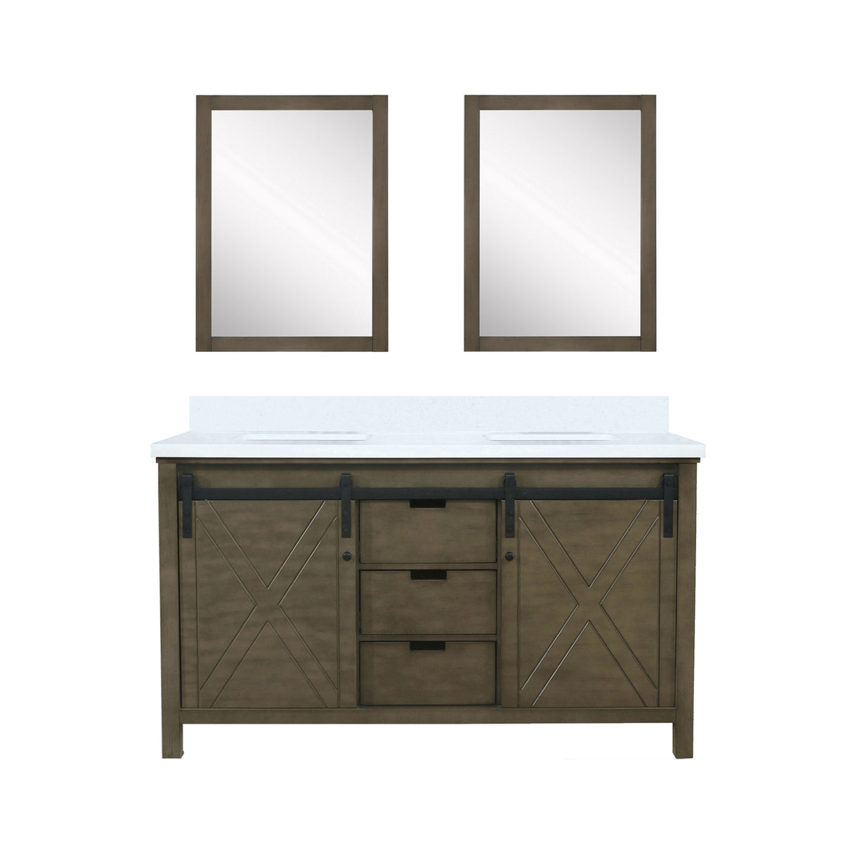 Lexora Marsyas 60 in. Rustic Brown Double Sink Bath Vanity