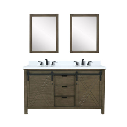 Lexora Marsyas 60 in. Rustic Brown Double Sink Bath Vanity