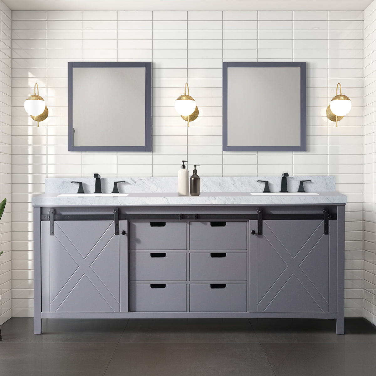 Lexora Marsyas 80 in. Dark Grey Double Sink Bath Vanity