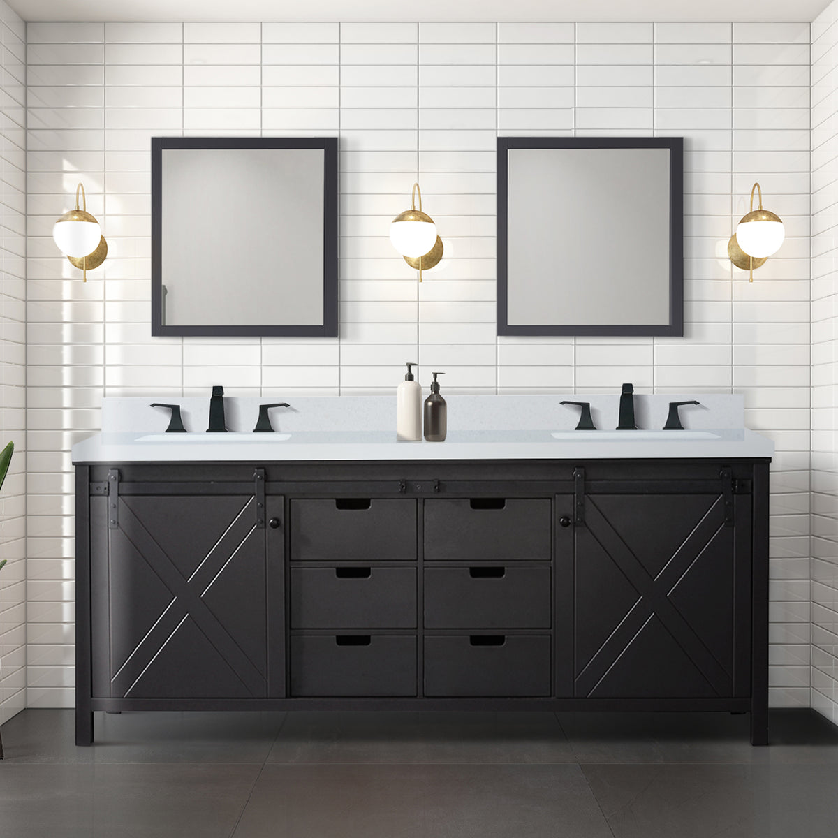 Lexora Marsyas 80 in. Brown Double Sink Bath Vanity