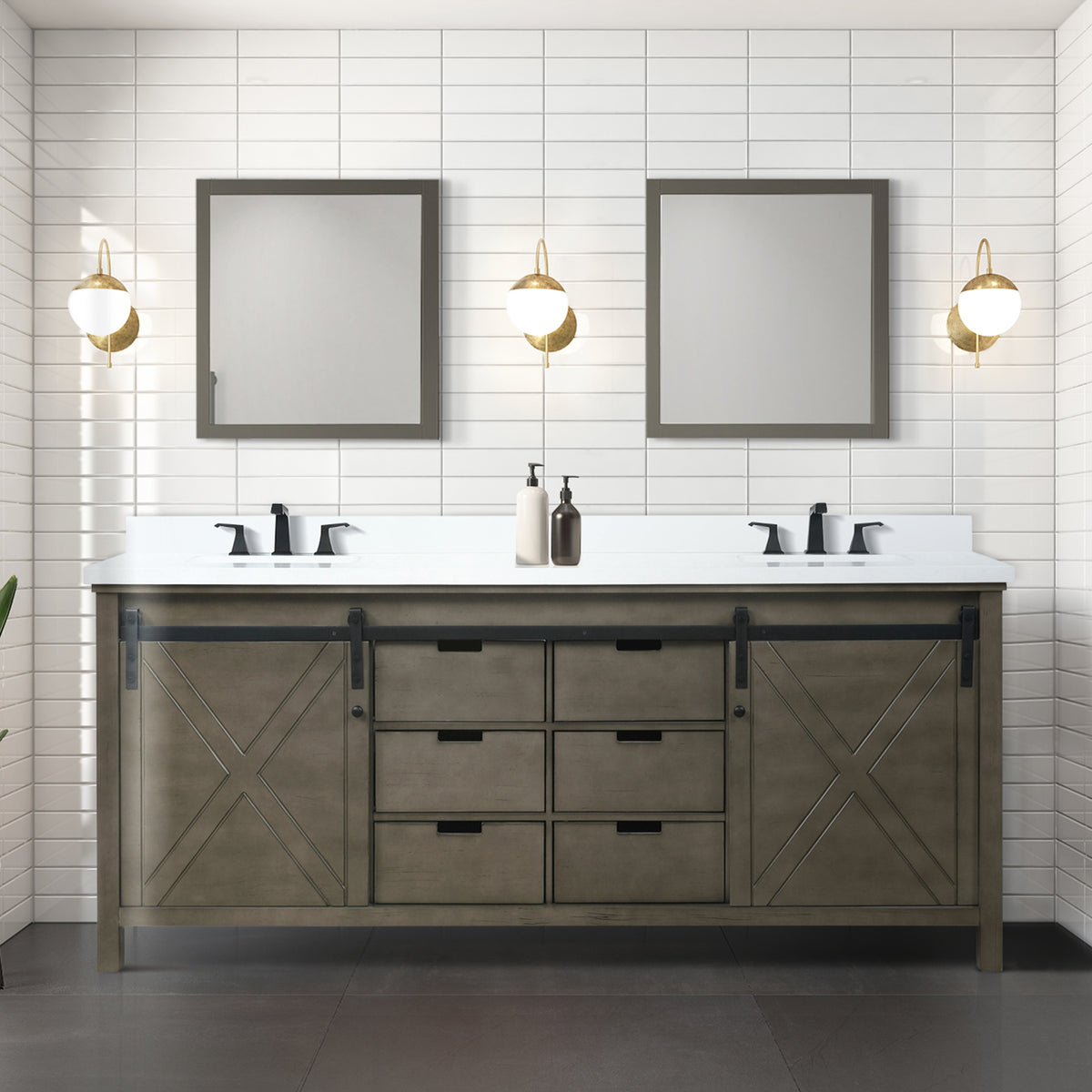 Lexora Marsyas 80 in. Rustic Brown Double Sink Bath Vanity