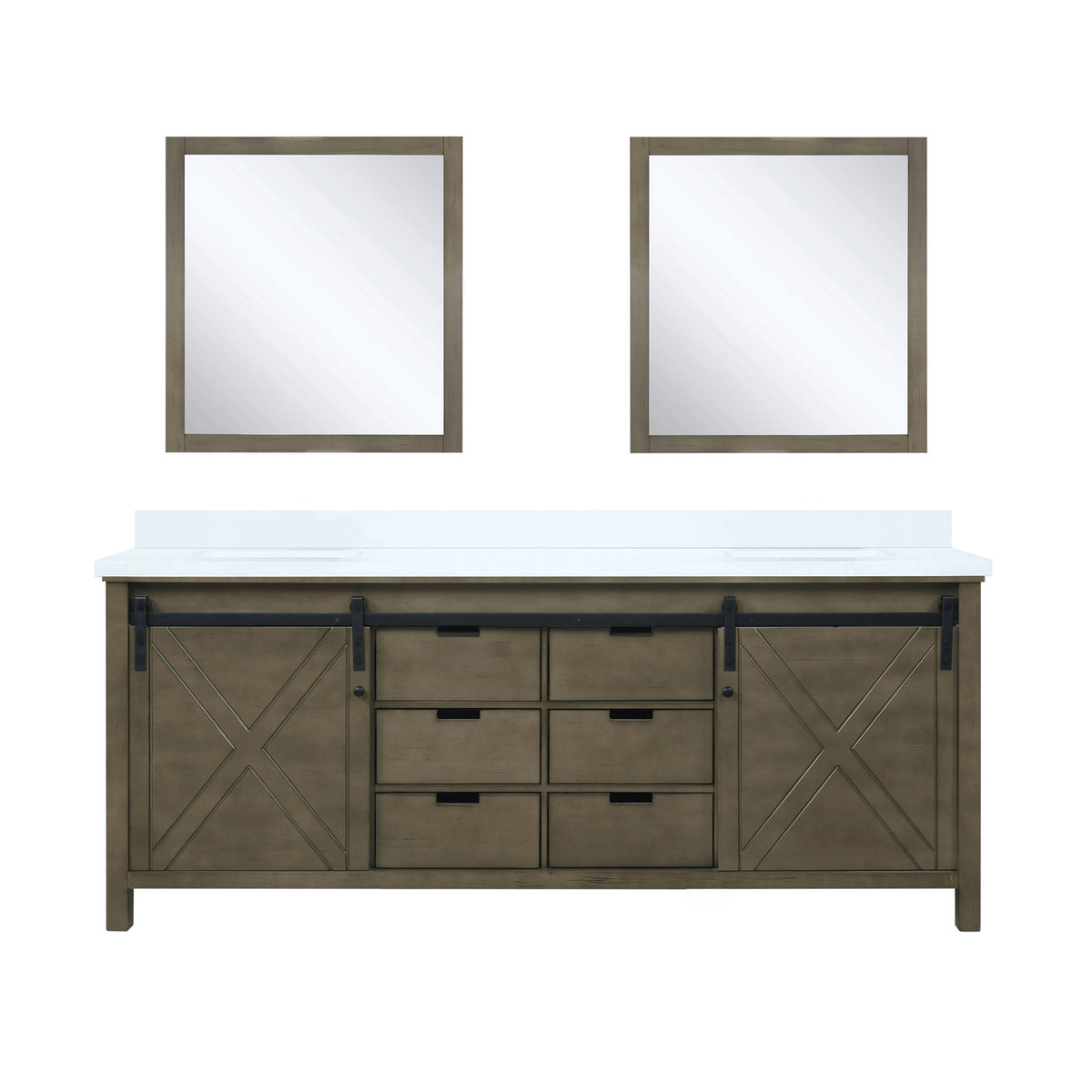 Lexora Marsyas 80 in. Rustic Brown Double Sink Bath Vanity