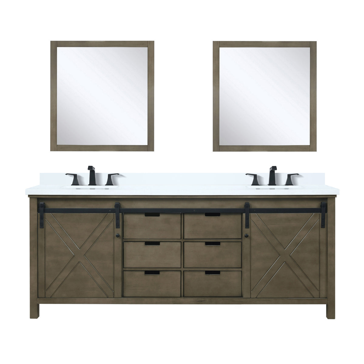Lexora Marsyas 80 in. Rustic Brown Double Sink Bath Vanity