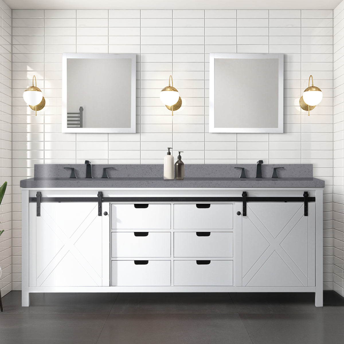Lexora Marsyas 84 in. White Double Sink Bath Vanity