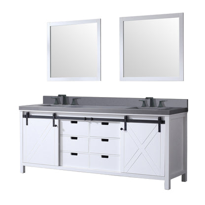 Lexora Marsyas 84 in. White Double Sink Bath Vanity