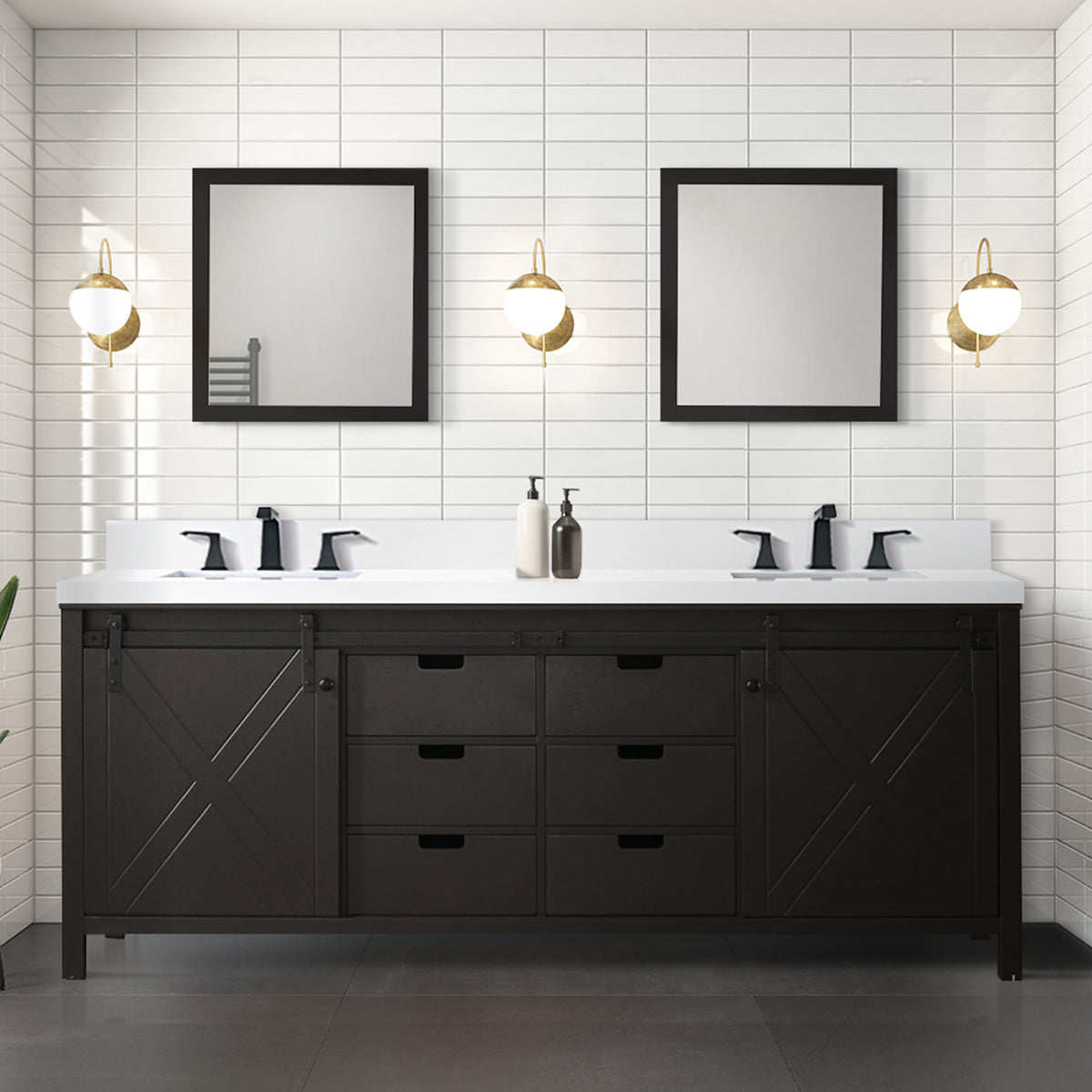 Lexora Marsyas 84 in. Brown Double Sink Bath Vanity