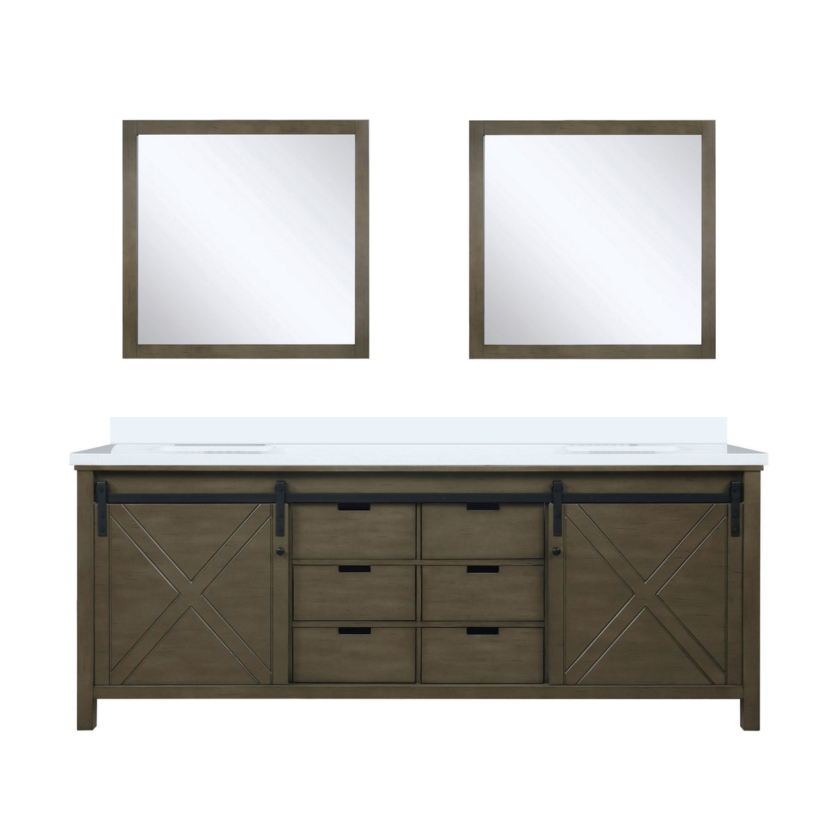 Lexora Marsyas 84 in. Rustic Brown Double Sink Bath Vanity