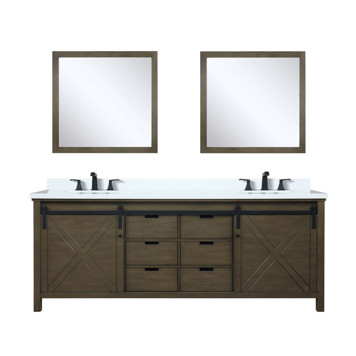 Lexora Marsyas 84 in. Rustic Brown Double Sink Bath Vanity