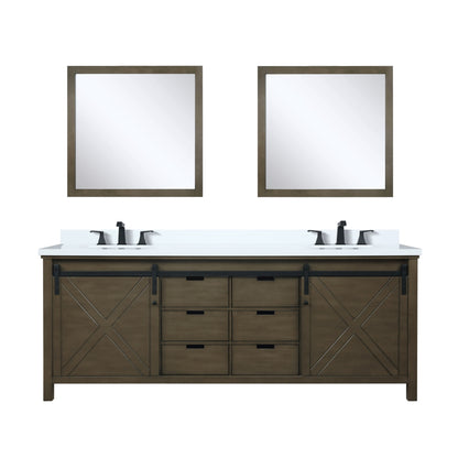Lexora Marsyas 84 in. Rustic Brown Double Sink Bath Vanity
