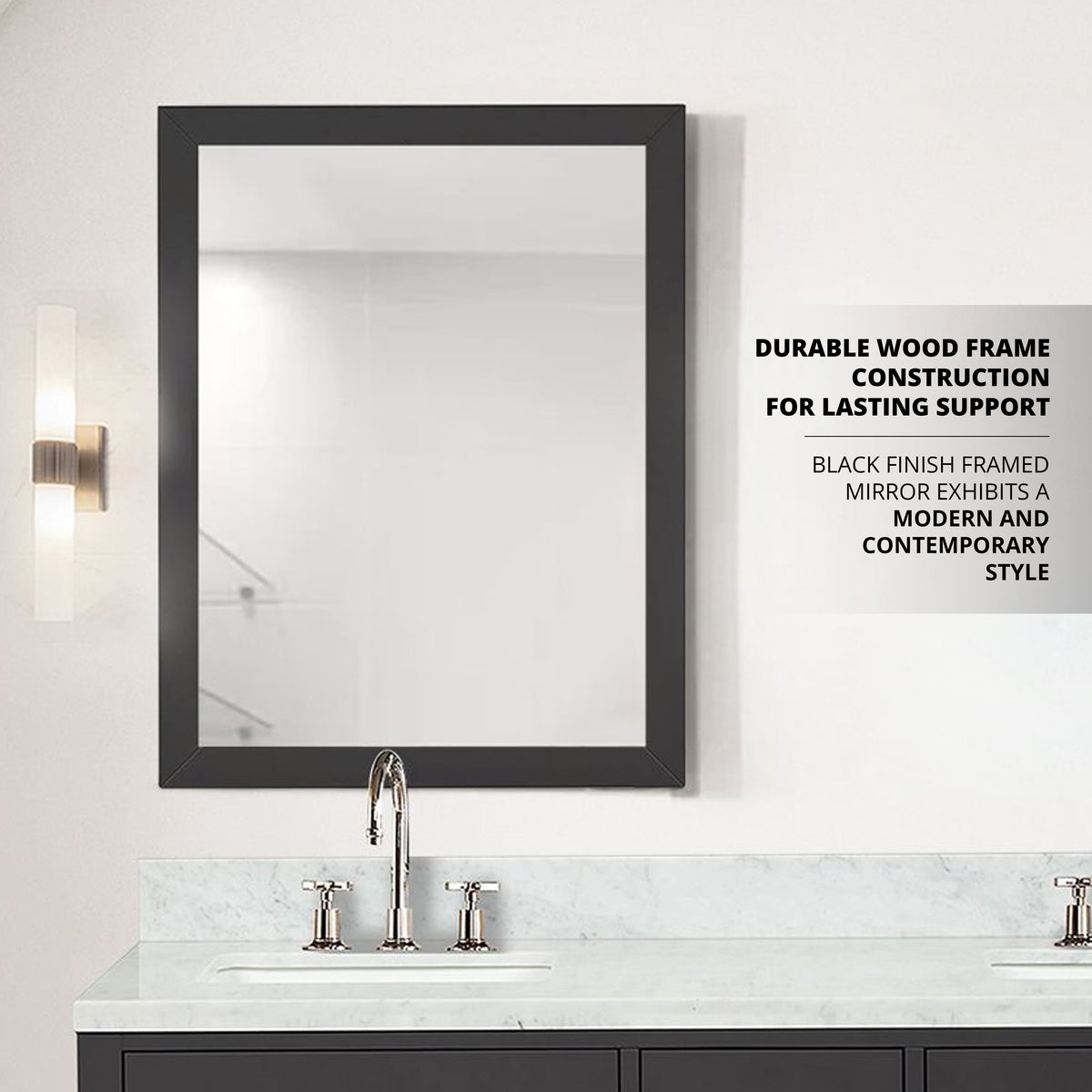 Lexora Castor 28 in W x 36 in H Black Mirror