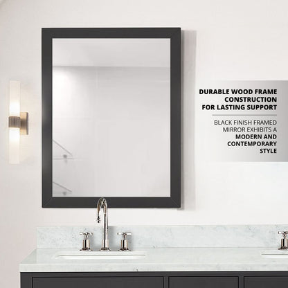 Lexora Castor 28 in W x 36 in H Black Mirror