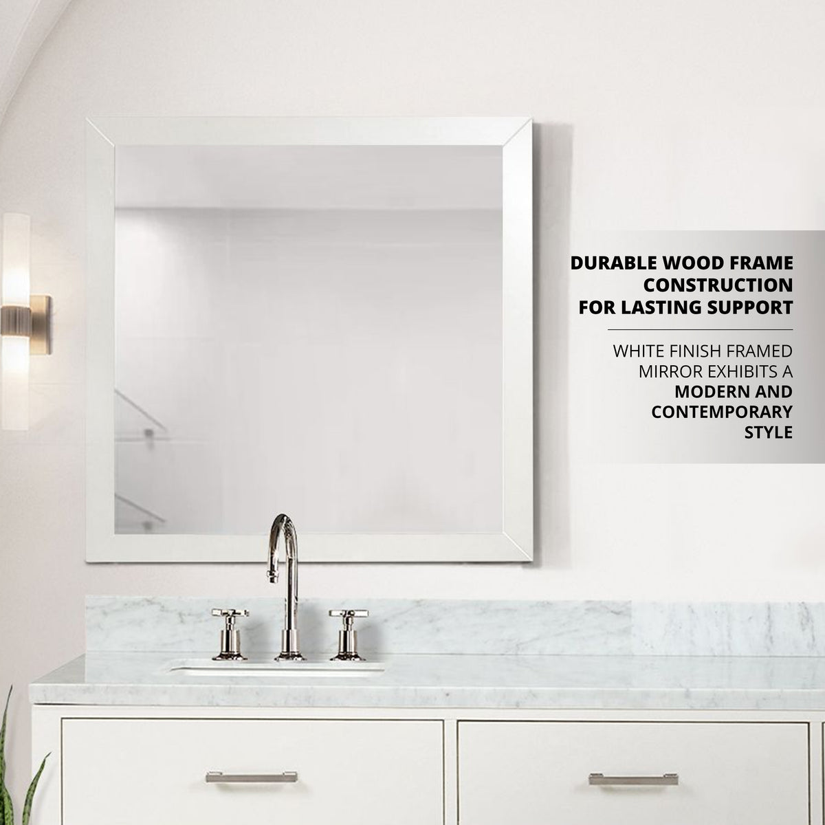 Lexora Castor 36 in W x 36 in H White Mirror