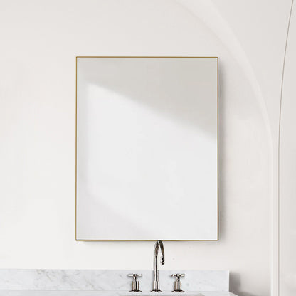 Lexora Abbey 28 in W x 36 in H Brushed Gold Mirror