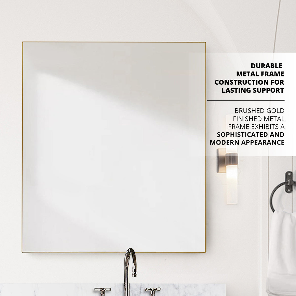 Lexora Abbey 36 in W x 36 in H Brushed Gold Mirror