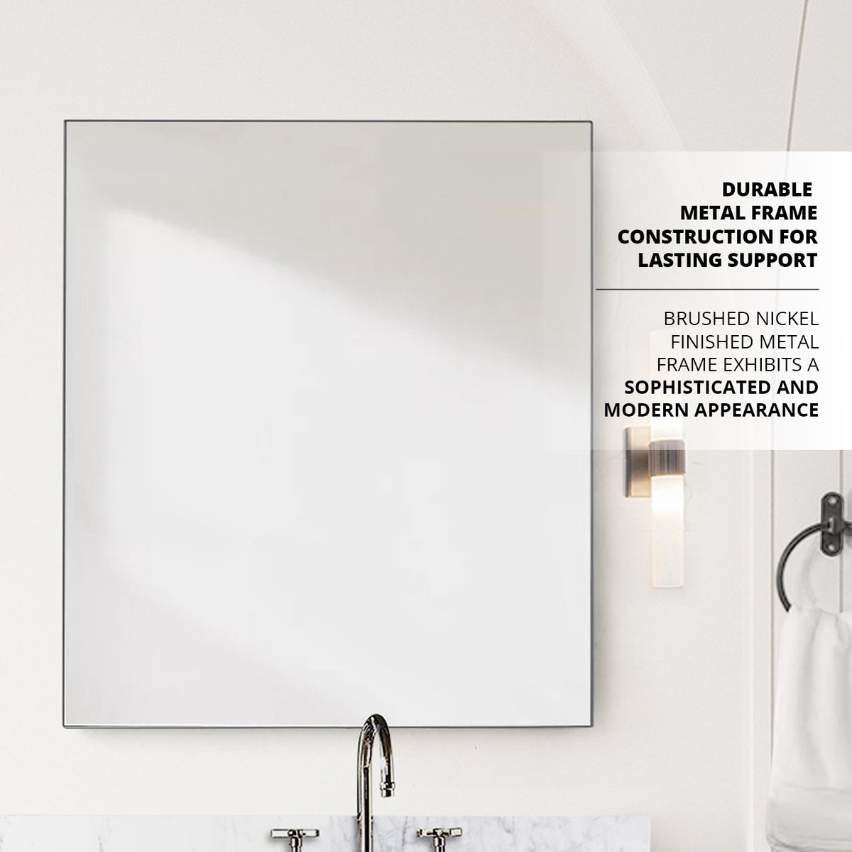 Lexora Abbey 36 in W x 36 in H Brushed Nickel Mirror
