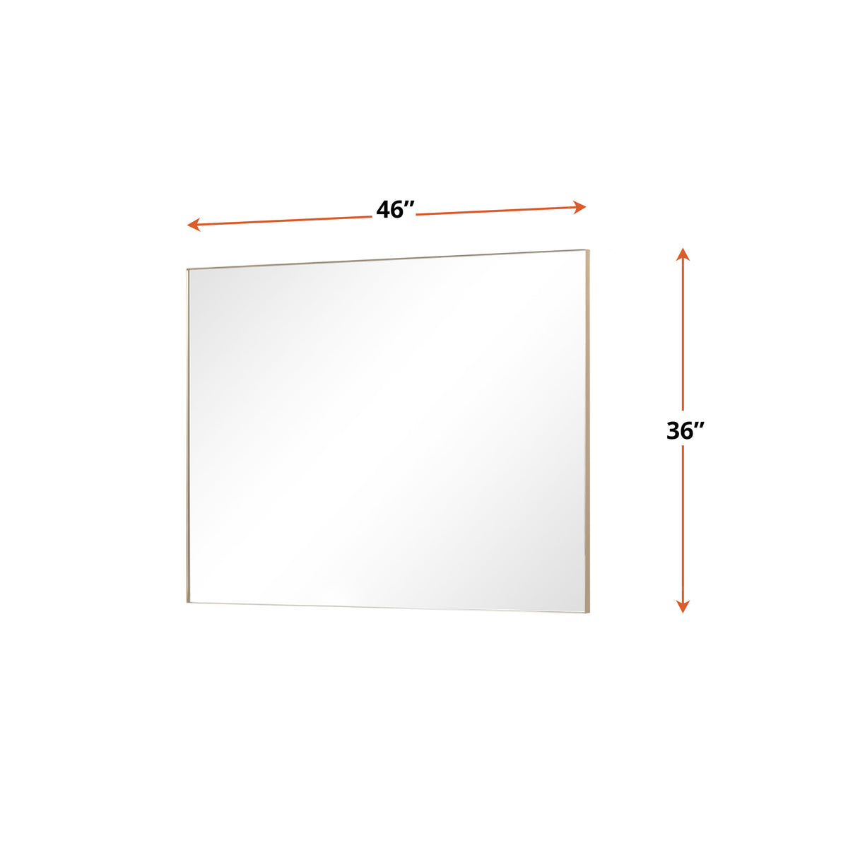 Lexora Abbey 46 in W x 36 in H Brushed Gold Mirror