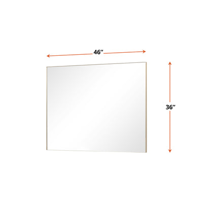 Lexora Abbey 46 in W x 36 in H Brushed Gold Mirror