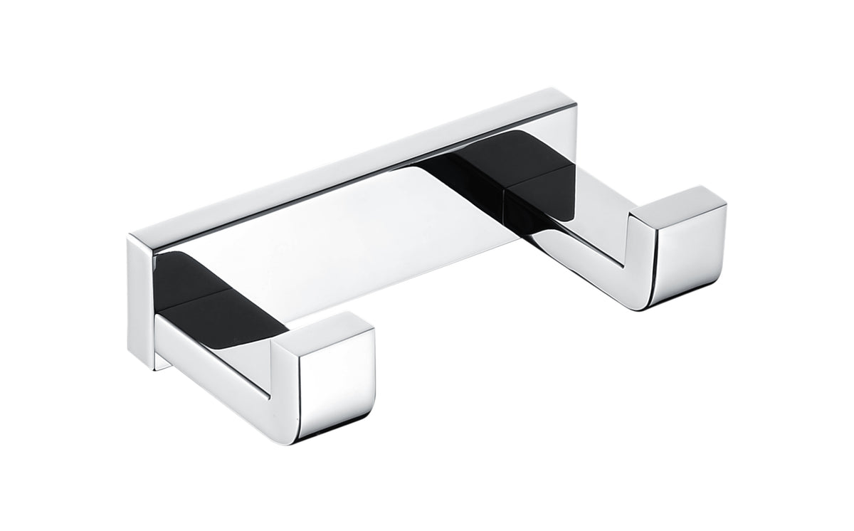 Lexora Bagno Bianca Stainless Steel Double Robe Hook in Chrome