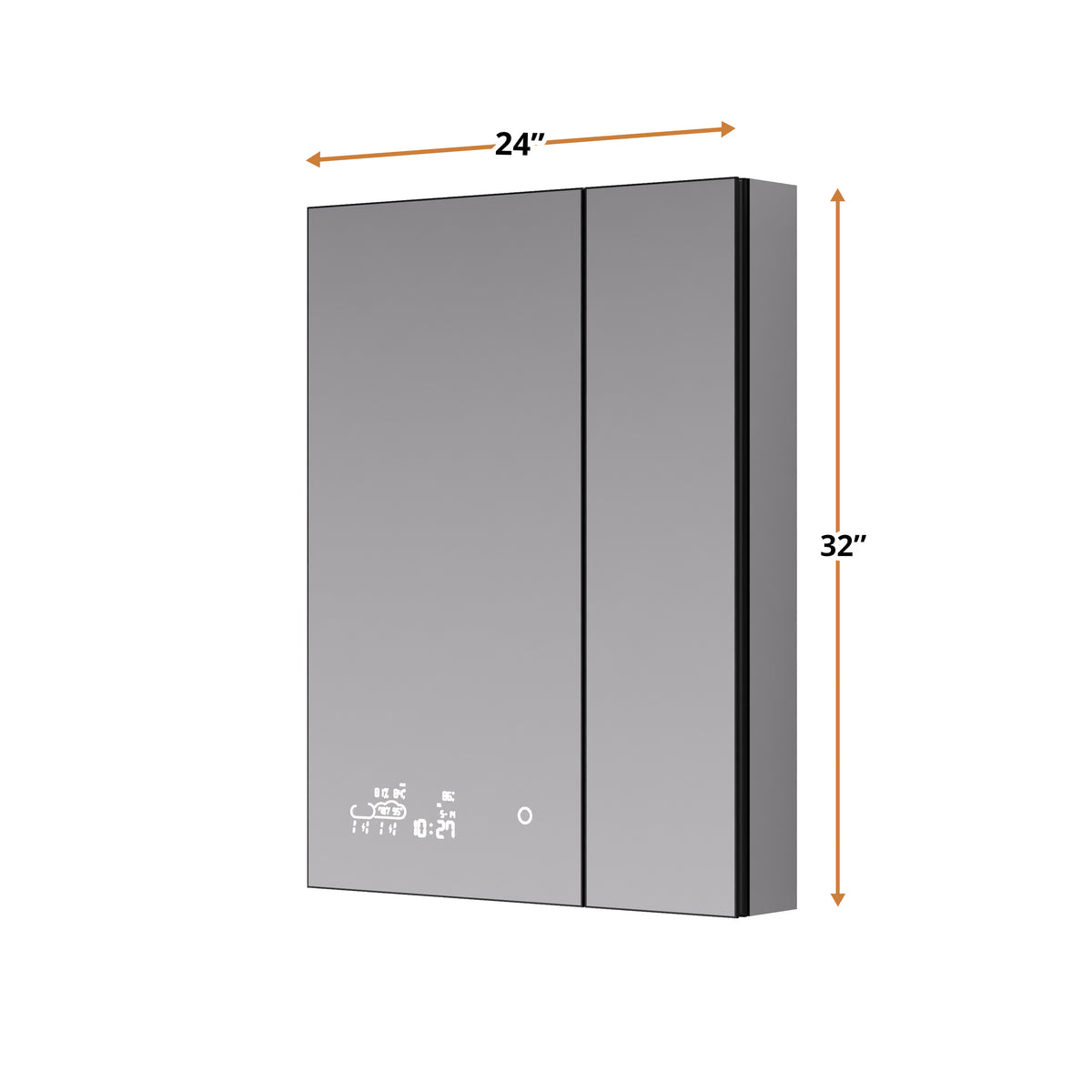 Lexora Savera 24 in. W x 32 in. H Recessed or Surface-Mount LED Mirror Medicine Cabinet with Defogger