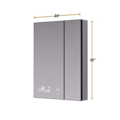 Lexora Savera 24 in. W x 32 in. H Recessed or Surface-Mount LED Mirror Medicine Cabinet with Defogger