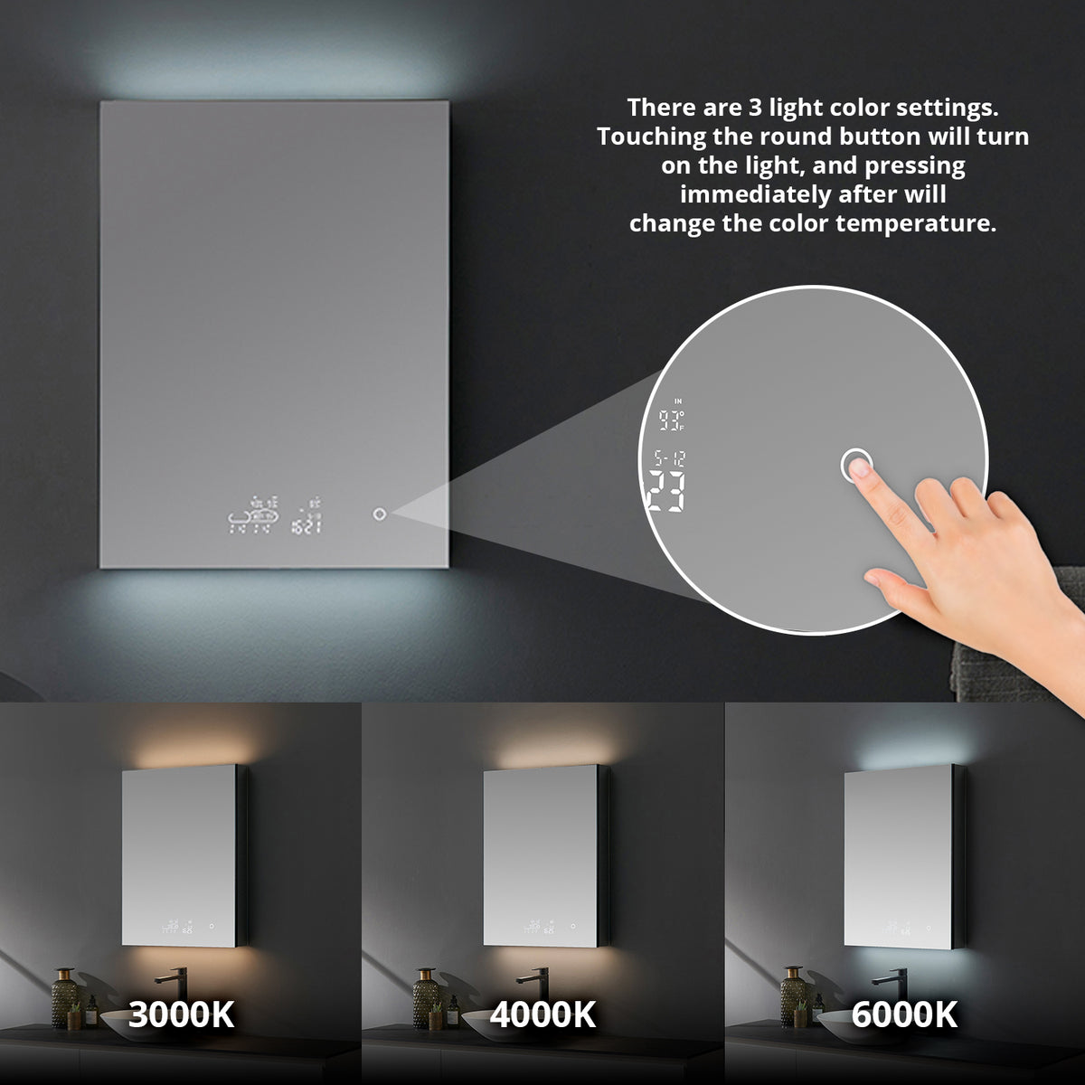 Lexora Savera 24 in. W x 32 in. H Recessed or Surface-Mount LED Mirror Medicine Cabinet with Defogger