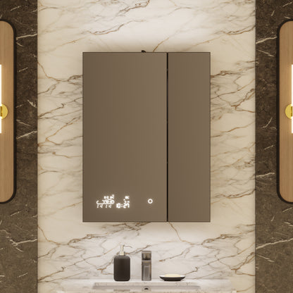 Lexora Savera 24 in. W x 32 in. H Recessed or Surface-Mount LED Mirror Medicine Cabinet with Defogger