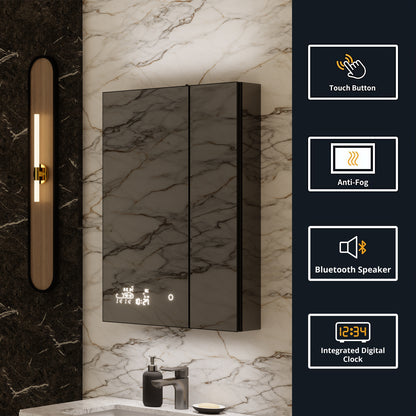 Lexora Savera 24 in. W x 32 in. H Recessed or Surface-Mount LED Mirror Medicine Cabinet with Defogger