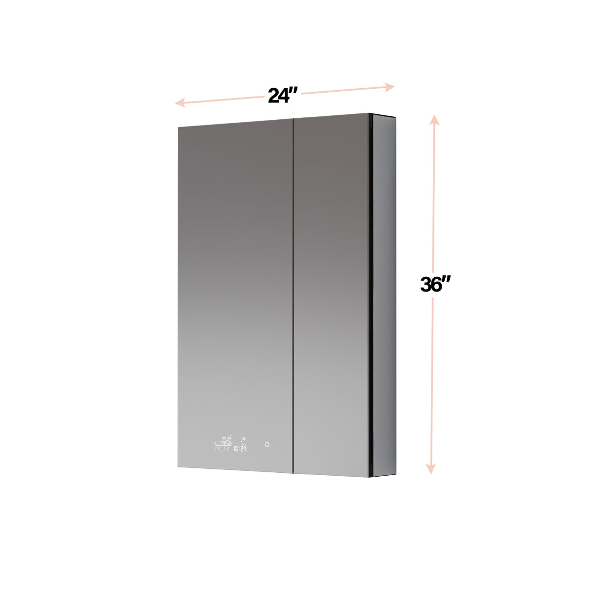 Lexora Savera 24 in. W x 36 in. H Recessed or Surface-Mount LED Mirror Medicine Cabinet with Defogger