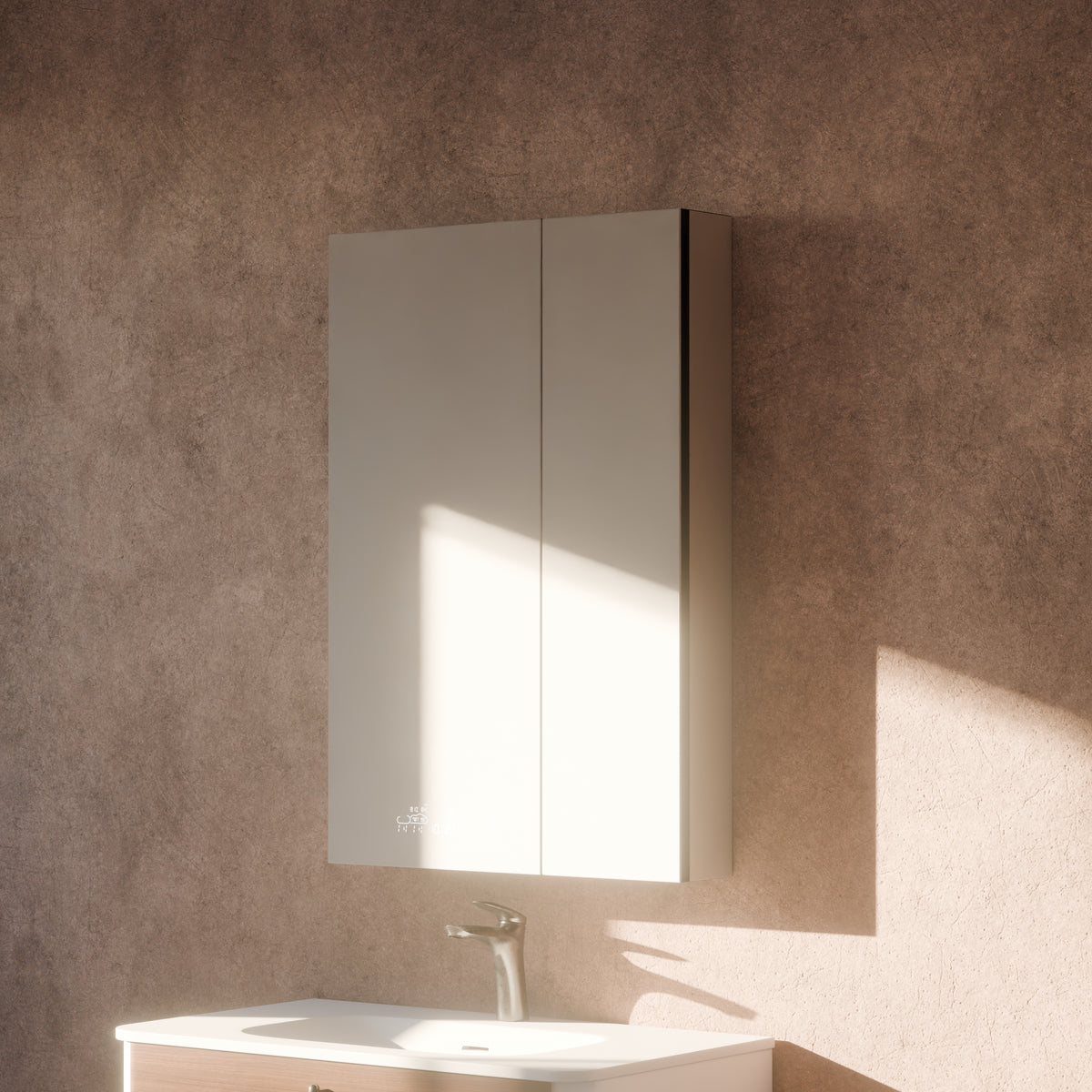 Lexora Savera 24 in. W x 36 in. H Recessed or Surface-Mount LED Mirror Medicine Cabinet with Defogger