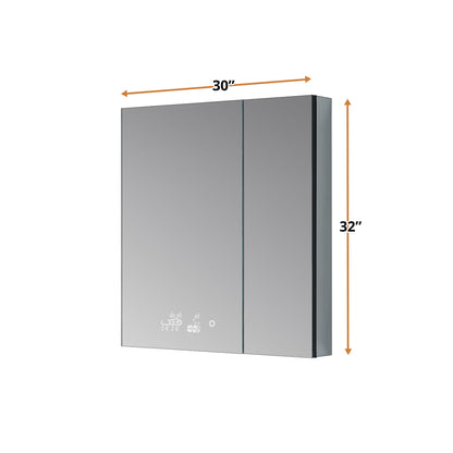 Lexora Savera 30 in. W x 32 in. H Recessed or Surface-Mount LED Mirror Medicine Cabinet with Defogger