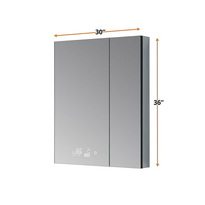 Lexora Savera 30 in. W x 36 in. H Recessed or Surface-Mount LED Mirror Medicine Cabinet with Defogger