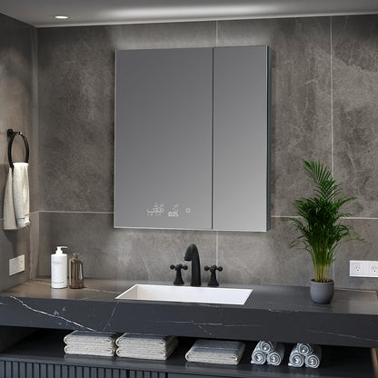 Lexora Savera 30 in. W x 36 in. H Recessed or Surface-Mount LED Mirror Medicine Cabinet with Defogger