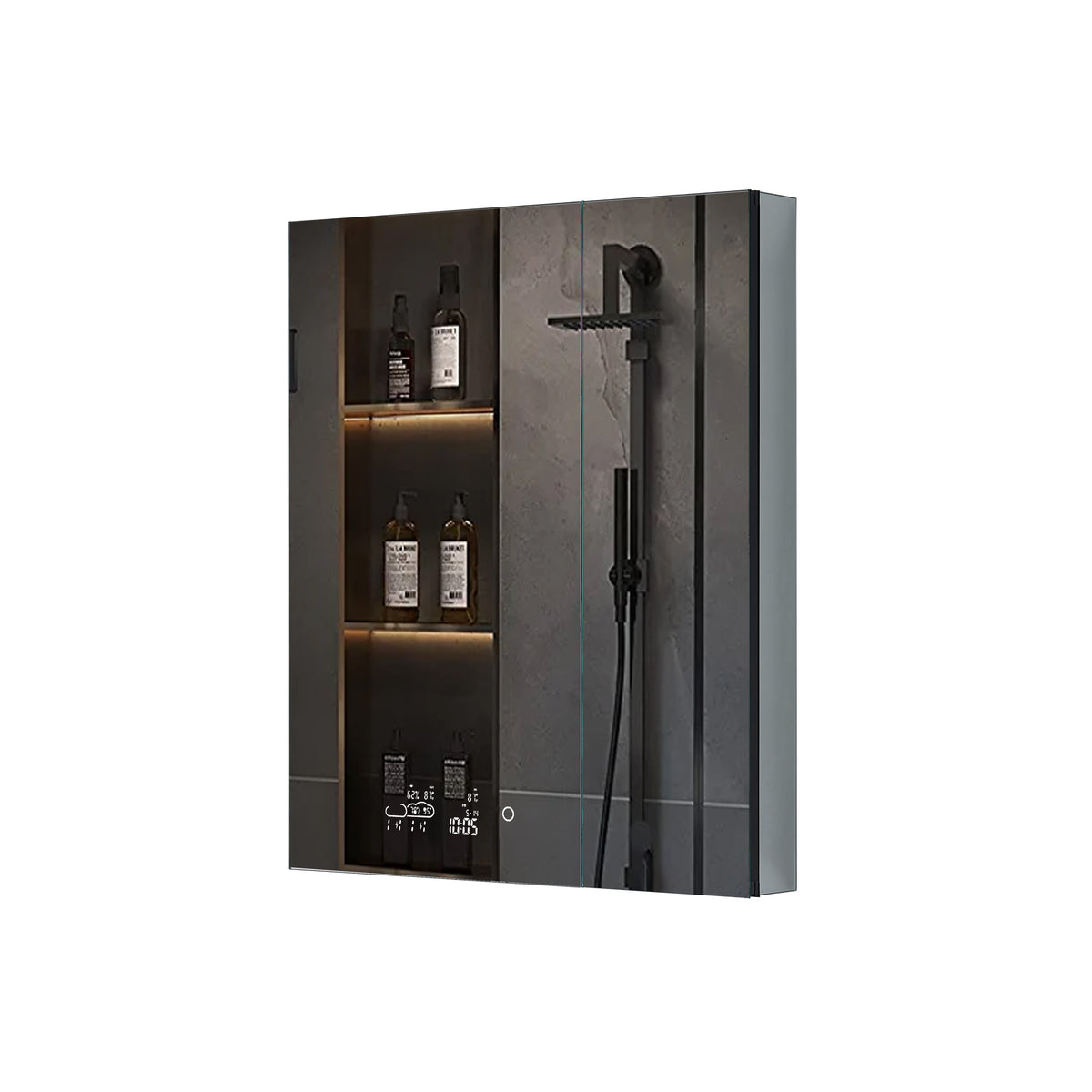 Lexora Savera 30 in. W x 36 in. H Recessed or Surface-Mount LED Mirror Medicine Cabinet with Defogger