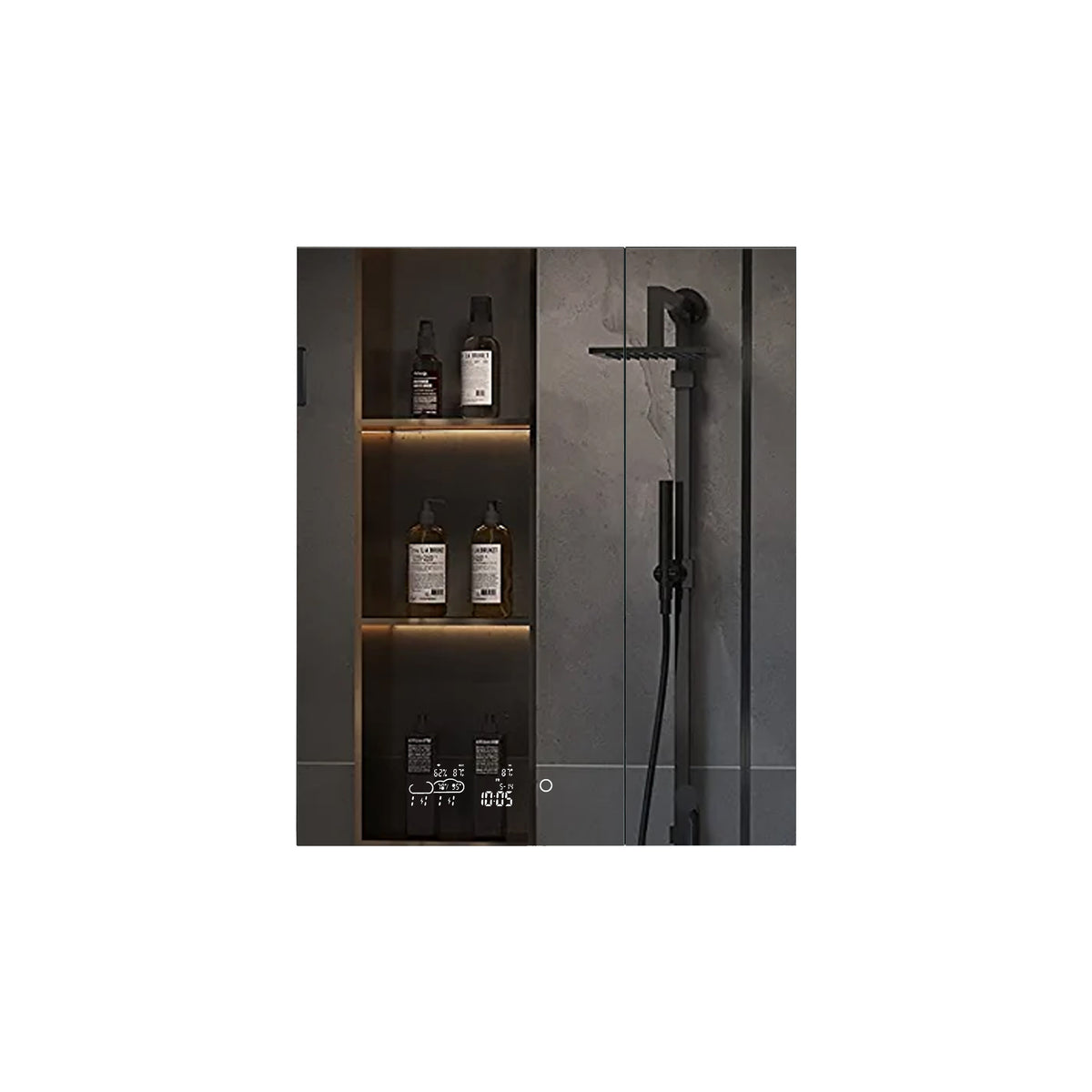 Lexora Savera 30 in. W x 36 in. H Recessed or Surface-Mount LED Mirror Medicine Cabinet with Defogger